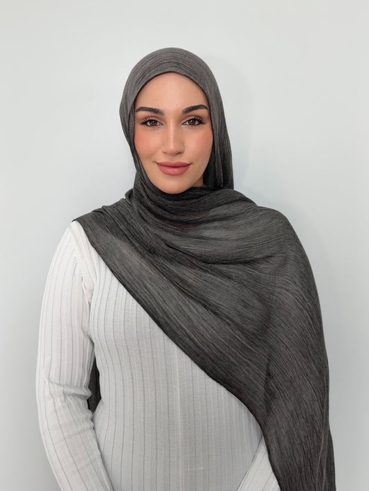 Textured Rayon Hijab Dark Grey