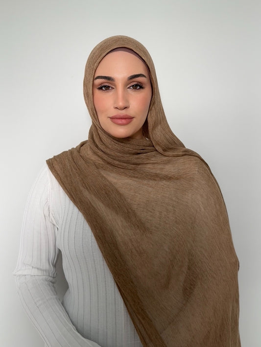 Textured Rayon Hijab Deep Beige