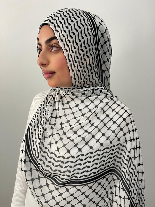 Keffiyeh Modal Hijab Black Print