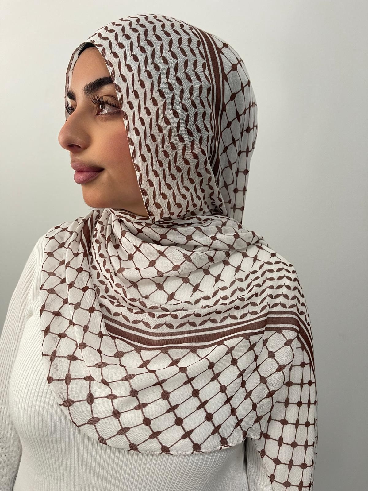 Keffiyeh Modal Hijab Brown Print