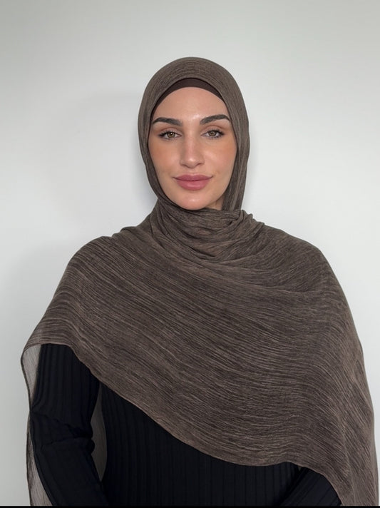 Brownie Textured Hijab Set