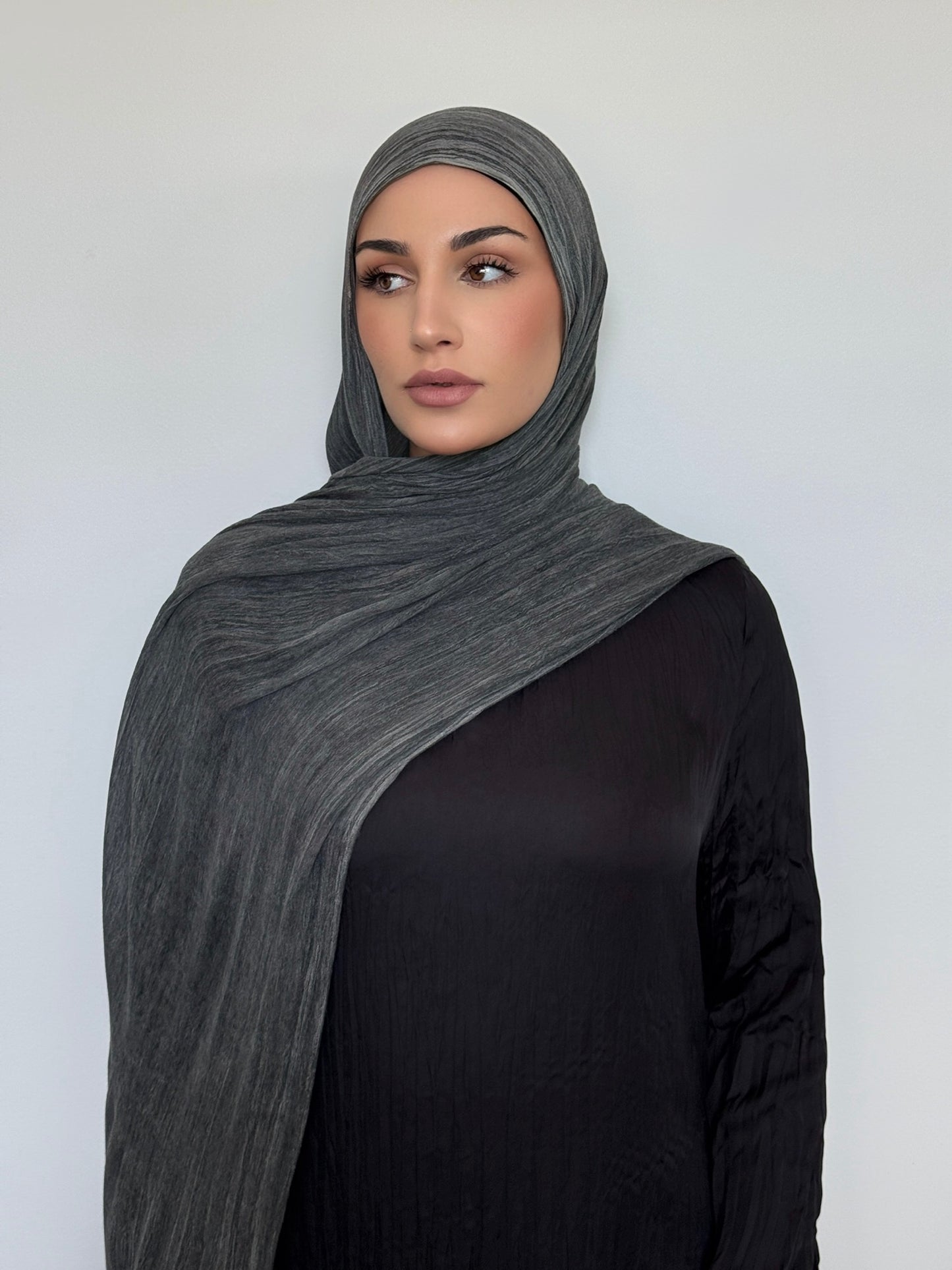Textured Rayon Hijab Charcoal