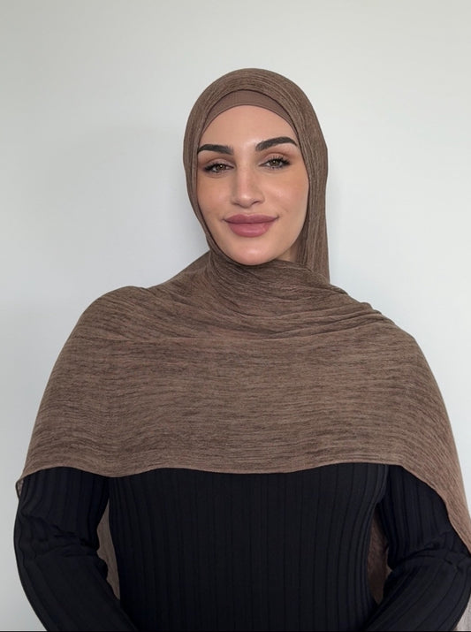 Coco Brown Textured Hijab set