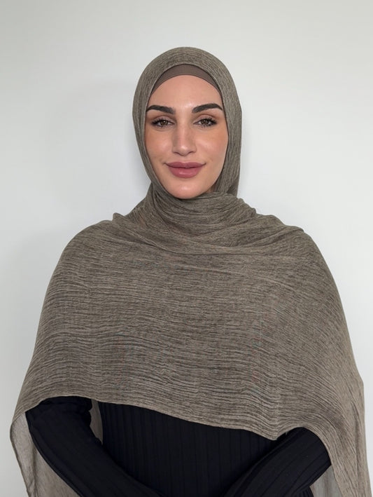 Khaki Textured Hijab Set